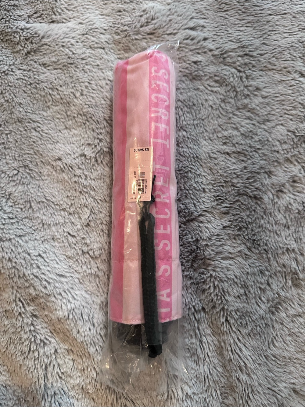 Victoria's Secret Pink Striped Compact Travel Umbrella NWT